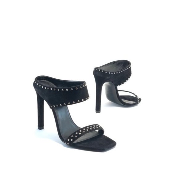 SAINT LAURENT Black Embellished Suede Sandals Mules  Size EU:36 - Picture 1 of 11